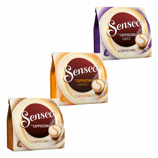 Senseo Kaffeepads Cappuccino Set, Milchkaffee, Milch Kaffee Pad, 3 Sorten