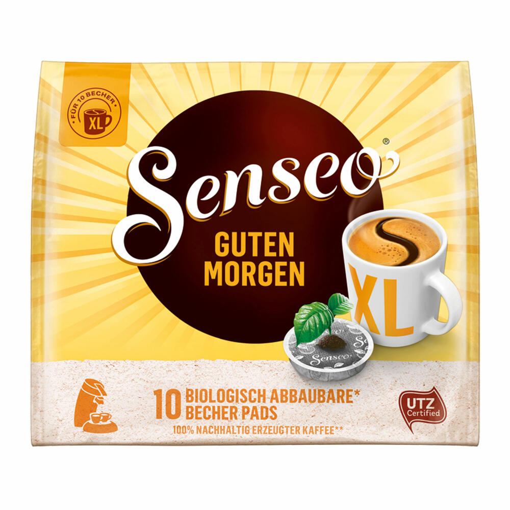 Senseo Kaffeepads Guten Morgen XL, 3er Pack, Stark & Intensiv, Kaffee Pads, je 10 Pads, mit Tasse