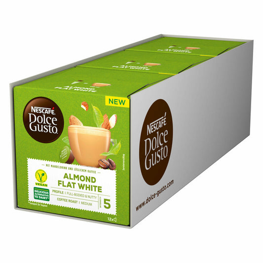 Nescafé Dolce Gusto Almond Flat White Set of 3, Almond, Almond drink preparation with coffee, milk coffee, 3x12 capsules / portions