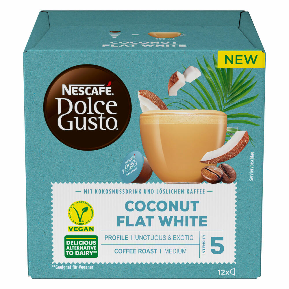 Nescafé Dolce Gusto Flat White Mix, Almond, Oat, Coconut, Vegan, 3 Varieties, 3 x 12 Capsules