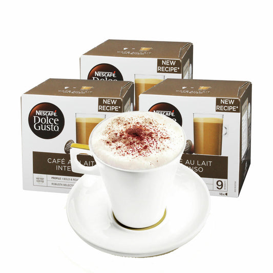 Nescafé DOLCE GUSTO Tassen Geschenkset, 3 Packungen mit Becher Café au lait Intenso, Kaffee, Milchkaffee, Kaffeekapsel, Kapseln