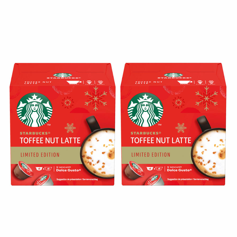 Nescafé Dolce Gusto Starbucks Toffee Nut Latte 2er Set, Limited Edition, Kaffee, Milchkaffee, Kaffeekapseln, 24 Kapseln, 12 Portionen