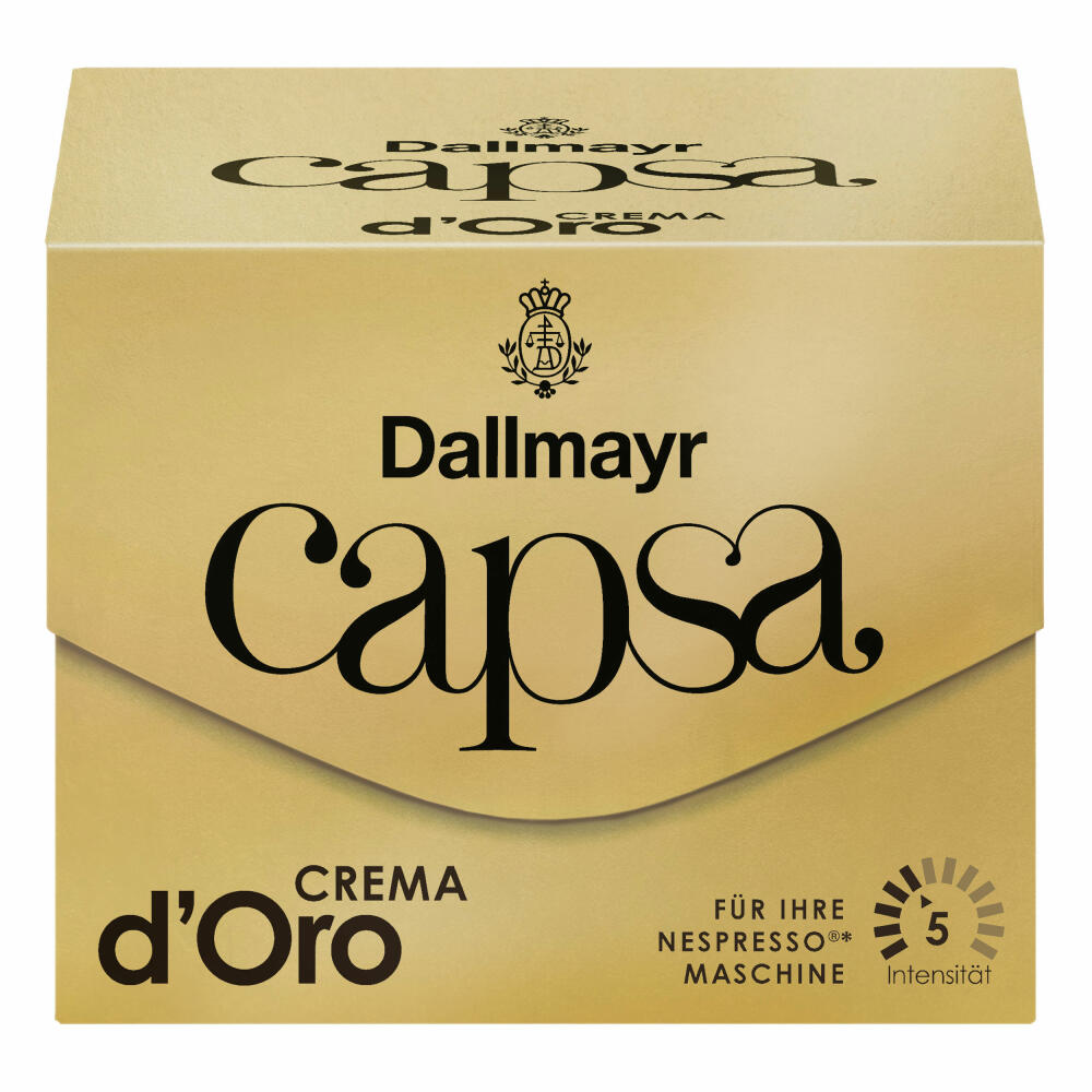 Dallmayr Capsa Crema d'Oro, Nespresso Kompatibel Kapsel, Kaffeekapsel, Röstkaffee, Kaffee, 10 Kapseln, 56 g