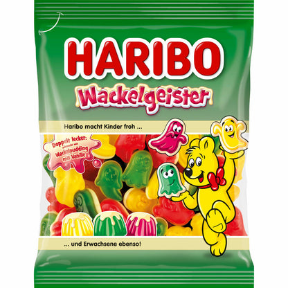 Haribo Wackelgeister, Fruchtgummi, Wackelpudding, Schaumzucker, im Beutel, Tüte, 160 g