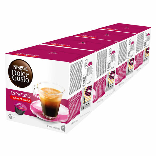 Nescafé Dolce Gusto Espresso Decaffeinato, Decaffeinated, Coffee, Coffee Capsule, Pack of 4, 4 x 16 Capsules