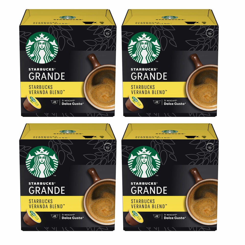 Nescafé Dolce Gusto Starbucks Veranda Blend Grande Set of 4, Coffee, Coffee Capsules, Roasted Coffee, 4 x 12 Capsules