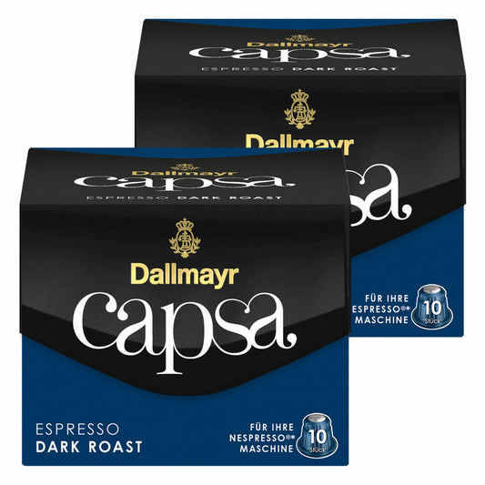 Dallmayr Capsa Espresso Dark Roast, Nespresso Kompatibel Kapsel, Kaffeekapsel, Espressokapsel, Röstkaffee, Kaffee, 20 Kapseln