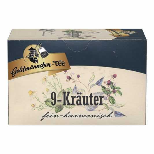 Goldmännchen Tee 9-Kräuter, naturrein, Haustee, Kräutermischung, Kräutertee, 20 Teebeutel