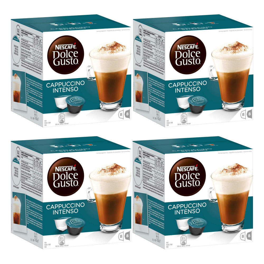 Nescafé Dolce Gusto Cappuccino Intenso, Latte, Coffee Capsule, Coffee, 64 Capsules (32 Servings)