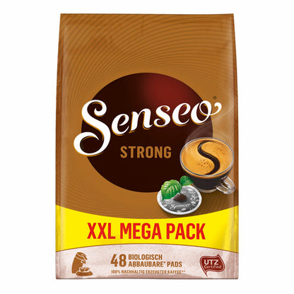 Senseo Kaffeepads Strong / Kräftig, 3er Pack, Kraftvoller Geschmack, Kaffee, 144 Pads, mit Tasse