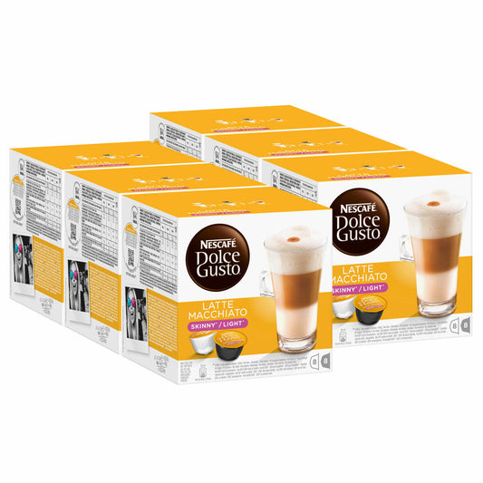 Nescafé Dolce Gusto Latte Macchiato Light, fewer calories, coffee, coffee capsule, pack of 6, 6 x 16 capsules (48 servings)