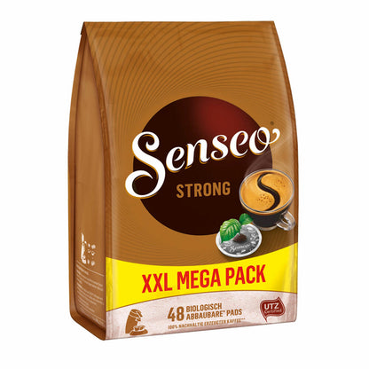 Senseo Kaffeepads Strong / Kräftig, 3er Pack, Kraftvoller Geschmack, Kaffee, 144 Pads, mit Paddose