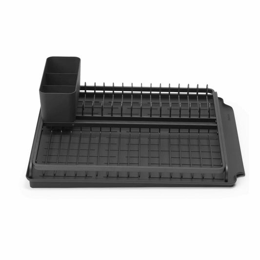 Brabantia draining rack, draining stand, draining basket, dish rack, plastic, dark grey, 117404