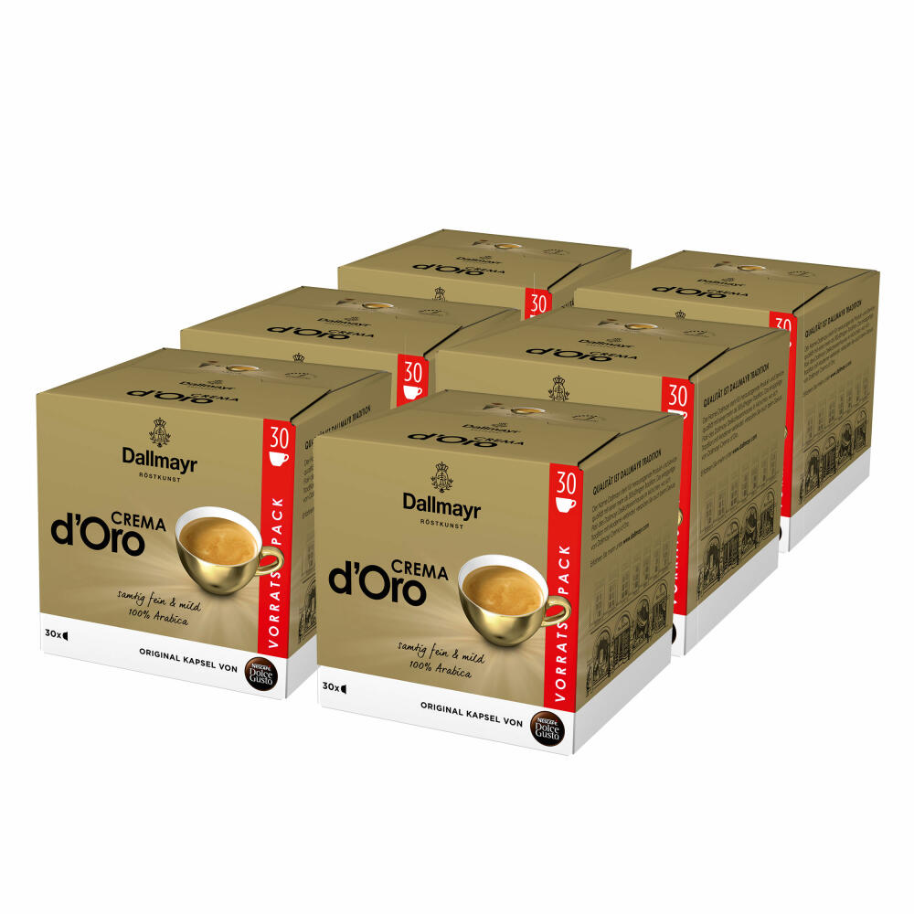 Nescafé Dolce Gusto Dallmayr Crema d´Oro Vorratsbox 6er Set, Kaffeekapseln, 6 x 30 Kapseln