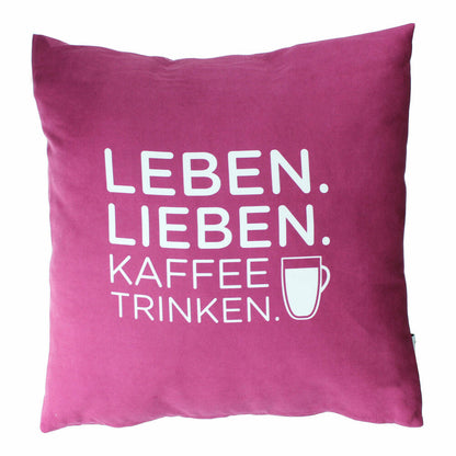 Nescafé Dolce Gusto Kissen, 3er Set, mit Schriftzug, Dekokissen, Polyester, Pink / Hellgrün / Türkis, ca. 40 x 40 cm