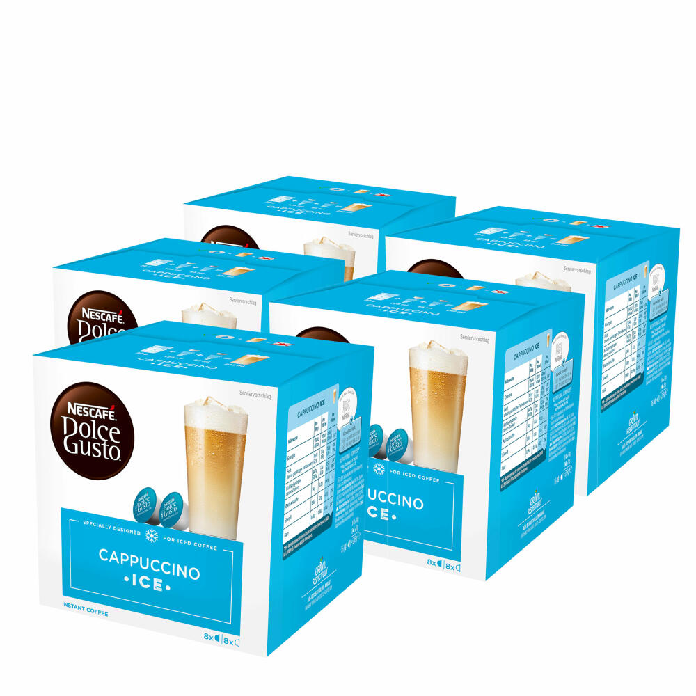 Nescafé Dolce Gusto Cappuccino Ice, Kaffee, Eiskaffee, Kaffeekapsel, 5er Pack, 5 x 16 Kapseln (40 Portionen)