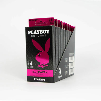 Playboy Condoms Kondome Feuerwerk 10er Set, Verhütungsmittel, Ultimative Stimulation, 54 mm, 10x4 Stück