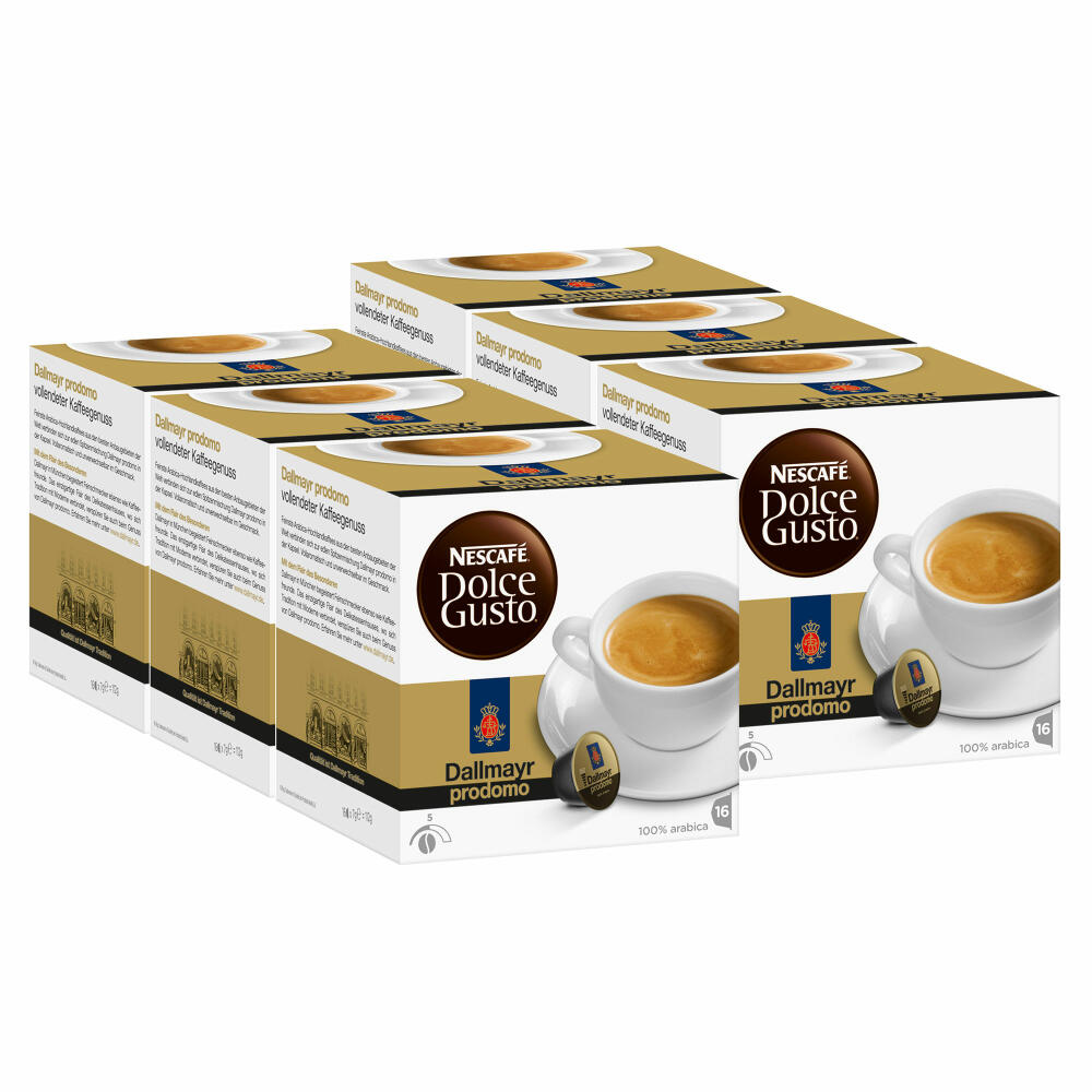 Nescafé Dolce Gusto Dallmayr prodomo, coffee, coffee capsule, pack of 6, 6 x 16 capsules