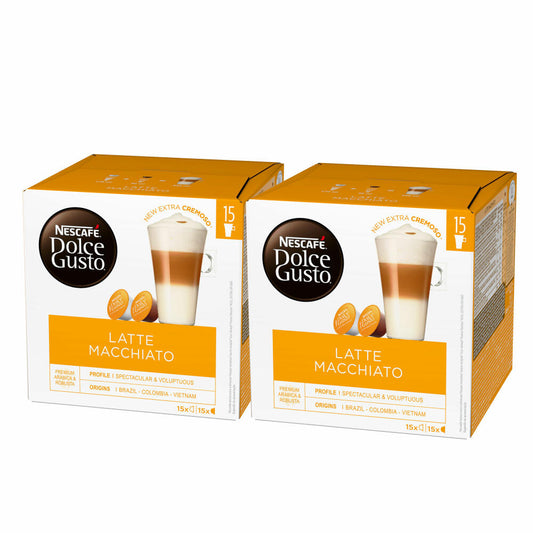 Nescafé Dolce Gusto Latte Macchiato Vorratsbox 2er Set, Kaffee, Kaffeekapseln, 2 x 30 Kapseln / 15 Portionen