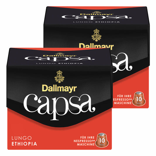 Dallmayr Capsa Lungo Ethiopia, Nespresso Kompatibel Kapsel, Kaffeekapsel, Röstkaffee, Kaffee, 20 Kapseln