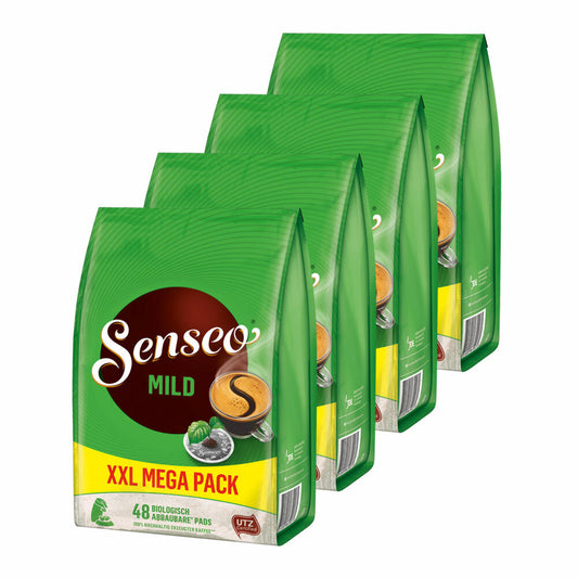 Senseo coffee pads Mild Roast, pack of 4, fine and velvety taste, coffee pads for coffee pad machines, 192 pads