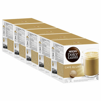 Nescafé Dolce Gusto Café au lait, coffee, milk coffee, coffee capsule, pack of 5, 5 x 16 capsules