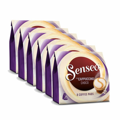 Senseo coffee pads Cappuccino Choco, coffee with chocolate flavor, new recipe, pack of 6, 6x8 pads