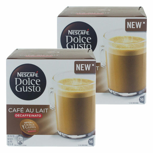 Nescafé Dolce Gusto Cafe au Lait Decaffeinato, Decaffeinated Coffee, Coffee Capsule, 32 Capsules