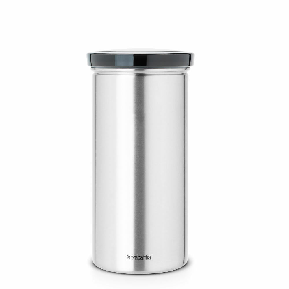 Brabantia Kaffeepaddose, Vorratsdose für 18 Kaffeepads, Dose in Matt Edelstahl, Fingerprint Proof mit Grau Schwarz Deckel, 476228