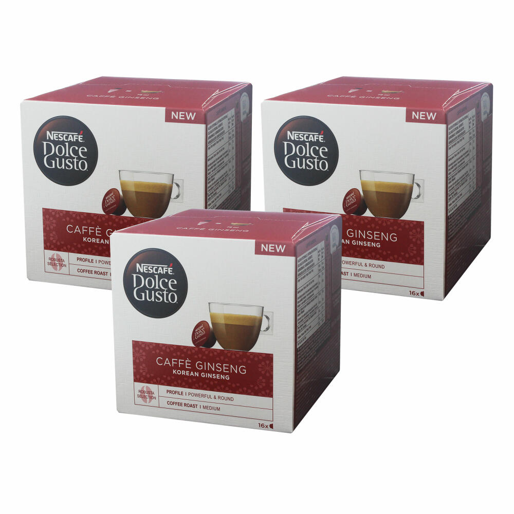 Nescafé Dolce Gusto Caffé Ginseng 3er Set, Korean Ginseng, Kaffeekapsel, Kaffee, 48 Kapseln