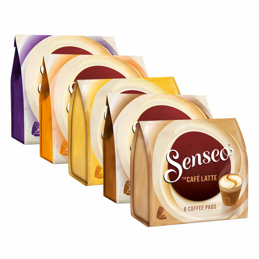 Senseo Kaffeepads Creamy Collection Set, Milchkaffee, Milch Kaffee Pad, 5 Sorten