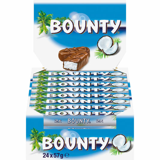 Bounty, chocolate bar, chocolate, chocolate-coconut bar, 24 pieces, á 57 g