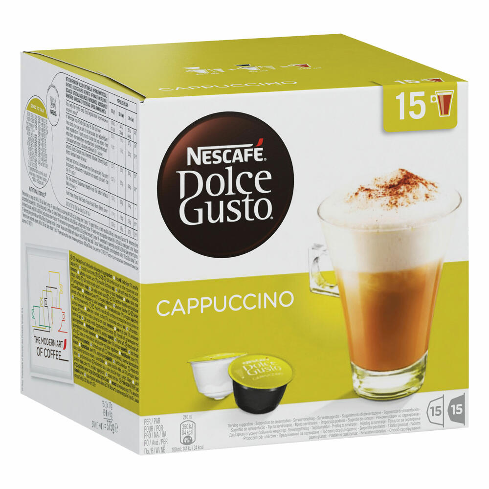 Nescafé Dolce Gusto Cappuccino 30er Box, Kaffee, Kaffeekapseln, Milchkapseln, 90 Kapseln, (45 Portionen)