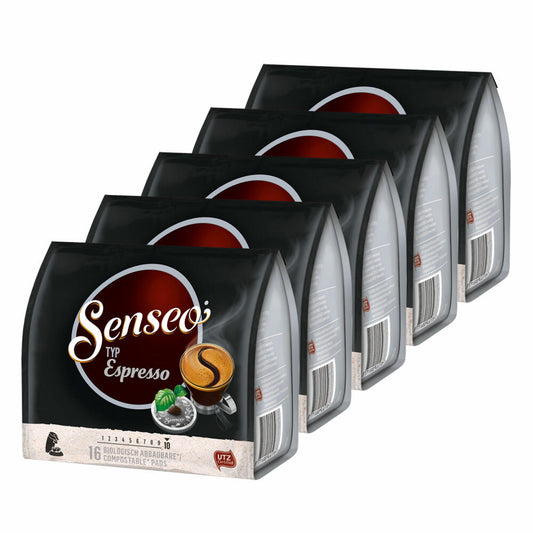 Senseo Type Espresso, Coffee Pads, Aromatic and Full-Bodied, Roasted Coffee, Coffee, 80 Pads