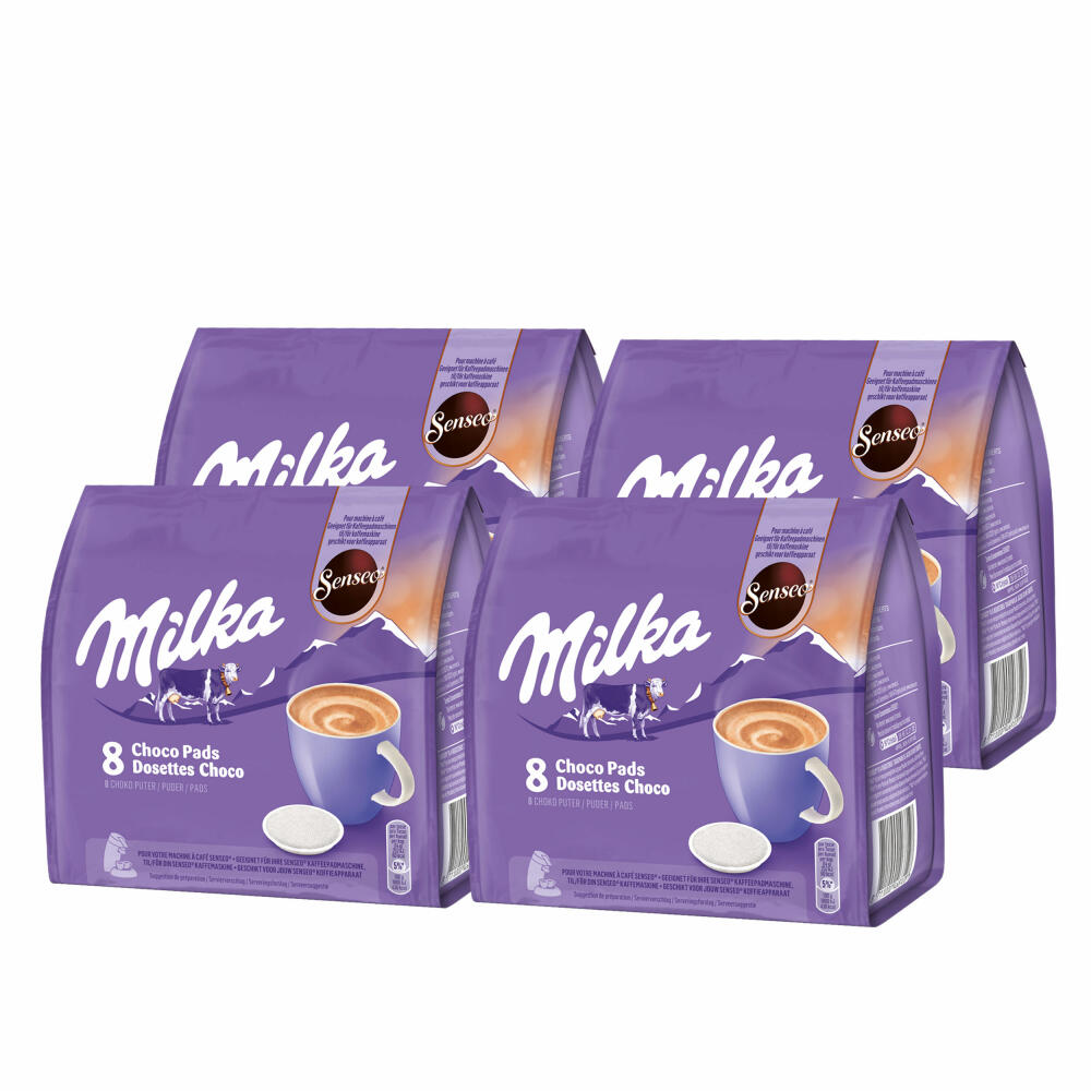 Senseo Milka Choco Pads Set of 4, Chocolate Drink, Cocoa Drink, Coffee Pads, 4 x 8 Pads / Portions