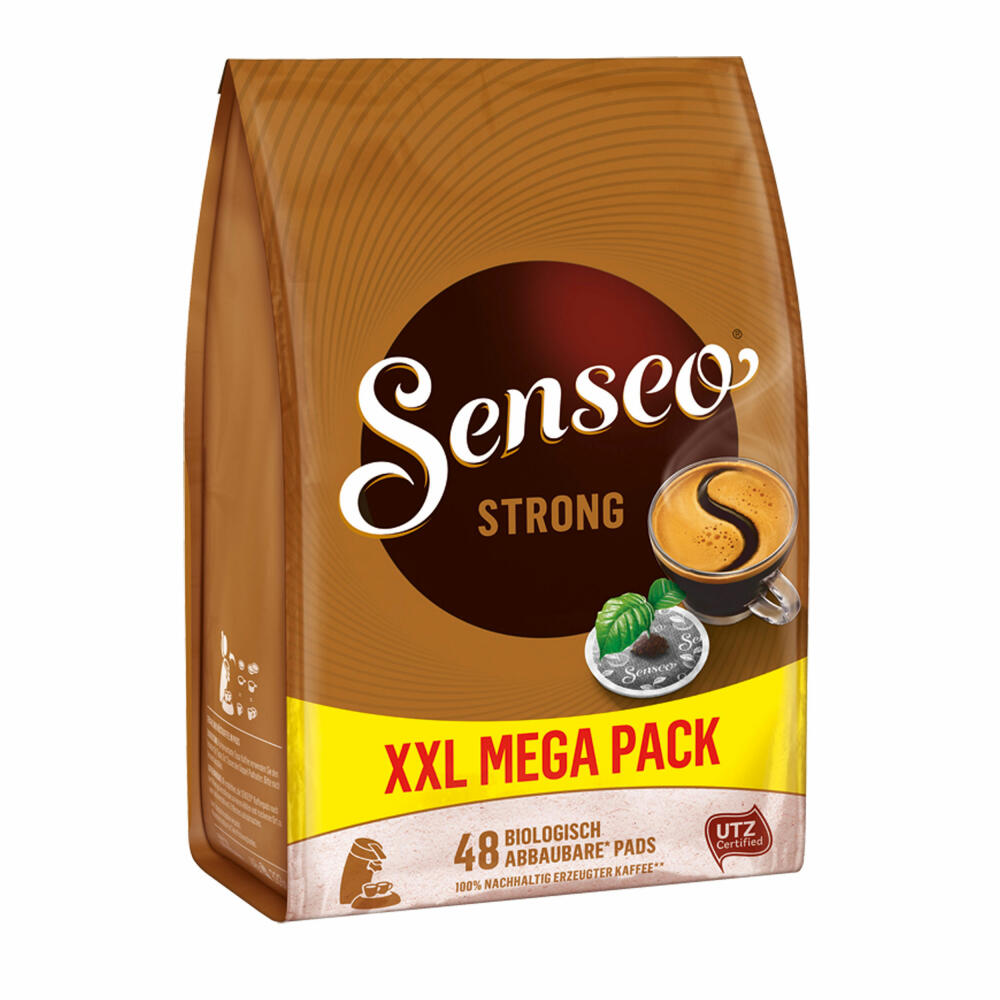 Senseo Kaffeepads Strong / Kräftig, 3er Pack, Kraftvoller Geschmack, Kaffee, 144 Pads, mit Tasse