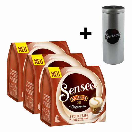 Senseo Type Cappuccino Baileys Coffee Pads, Coffee, Instant Coffee, 3 x 8 Pads, with Pad Container