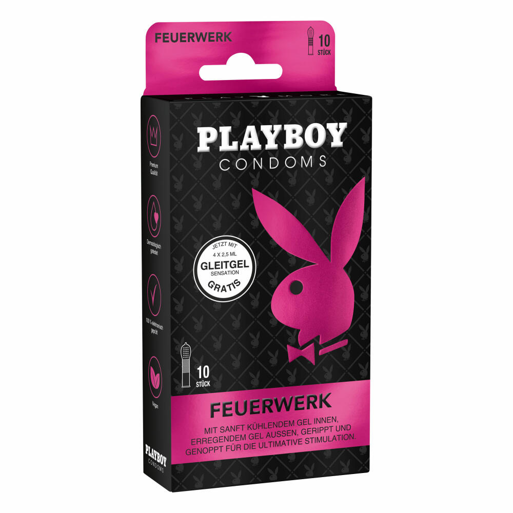 Playboy Condoms Condoms Fireworks, Contraceptive, Ultimate Stimulation, with free lubricant, 54 mm, 3 x 10 pieces