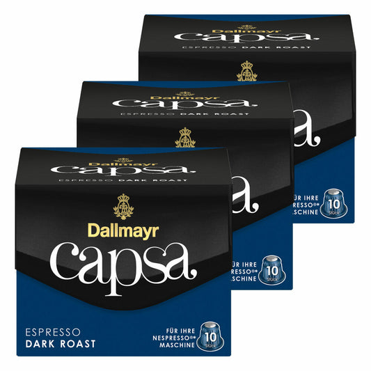 Dallmayr Capsa Espresso Dark Roast, Nespresso Kompatibel Kapsel, Kaffeekapsel, Espressokapsel, Röstkaffee, Kaffee, 30 Kapseln