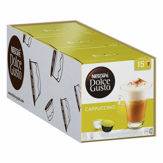 Nescafé Dolce Gusto Cappuccino 30er Box, Kaffee, Kaffeekapseln, Milchkapseln, 90 Kapseln, (45 Portionen)