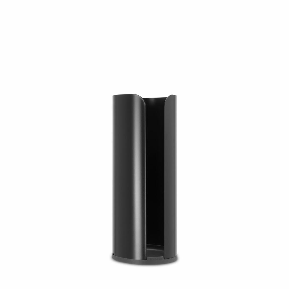 Brabantia Toilet Roll Dispenser ReNew, Steel, Plastic, Matt Black, for 3 Rolls, 280504