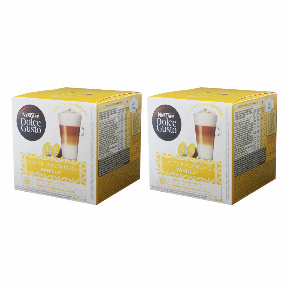 Nescafé Dolce Gusto Latte Macchiato Vanilla, Kaffee, Kaffeekapsel, 2er Pack, 2 x 16 Kapseln (16 Portionen)