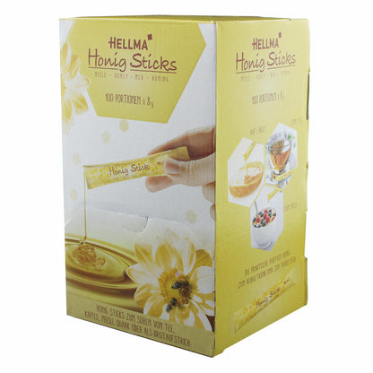 Hellma Honey Sticks, Blossom Honey, Ideal for Tea, Coffee and Cereal, 100 Pieces