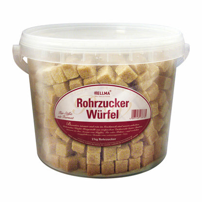 Hellma Rohrzucker-Würfel, Zucker, Portionszucker, Feinzucker, Zuckerwürfel, für Gastro, Hotel, Büro, Kantine, 2 Kg Eimer