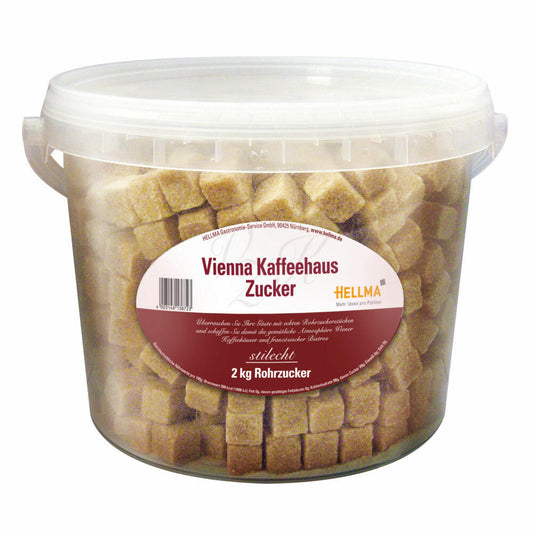 Hellma Coffee House Sugar Vienna, Sugar, Portion Sugar, Fine Sugar, Sugar Cubes, for Gastronomy, Hotel, Office, Canteen, 2 Kg Bucket