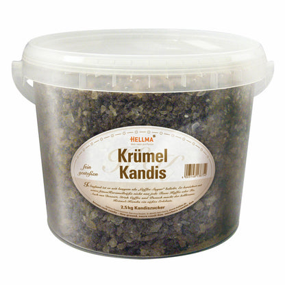 Hellma Krümel Kandis, Zucker, Portionszucker, Kandiszucker, Zuckertüte, für Gastro, Hotel, Büro, Kantine, 2.5 Kg Eimer