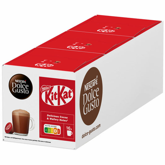 Nescafé Dolce Gusto KitKat 3er Set, Milchgetränk, Kaffeekapsel, 3 x 16 Kapseln