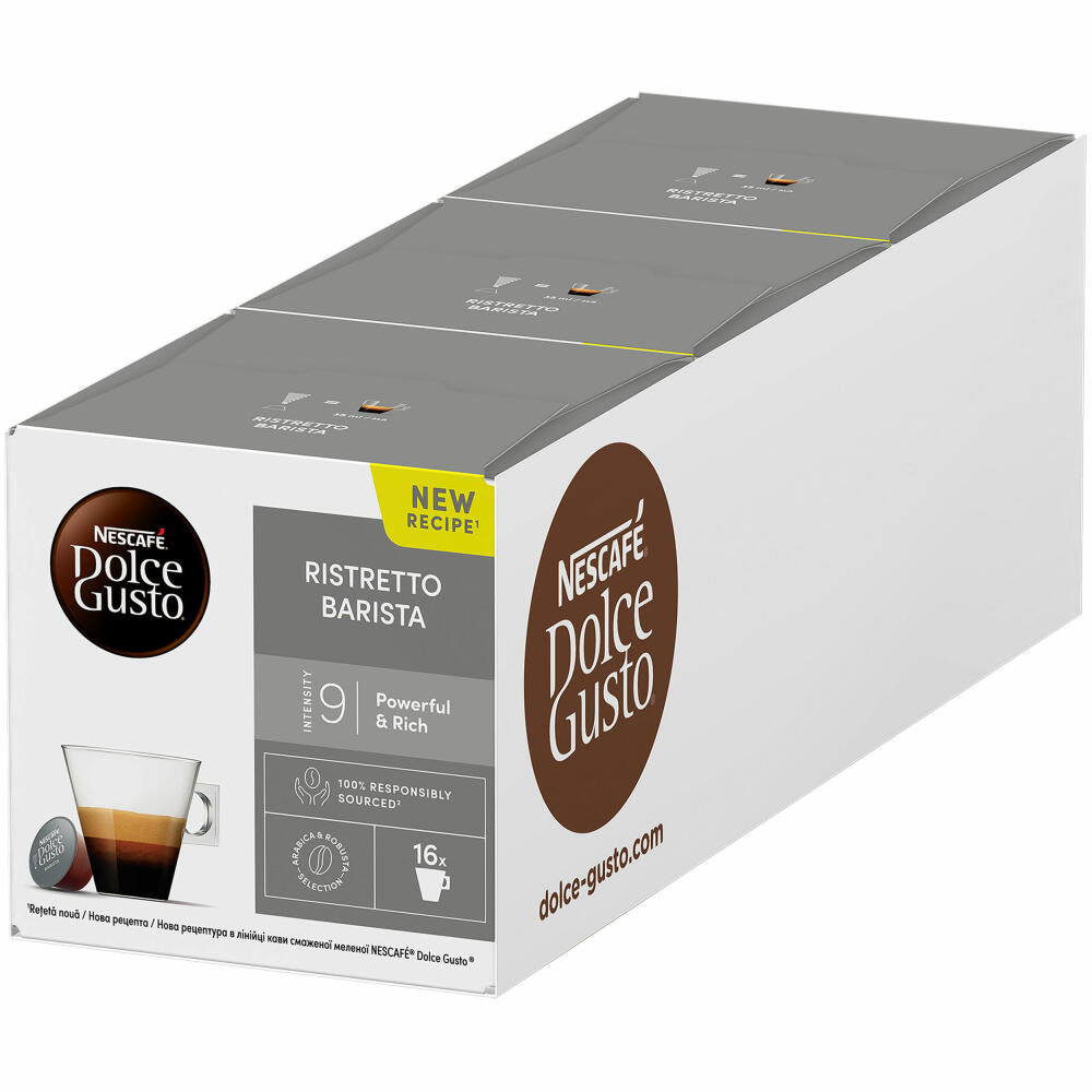 Nescafé Dolce Gusto Ristretto Barista 3er Set, Kaffeekapsel, 3 x 16 Kapseln