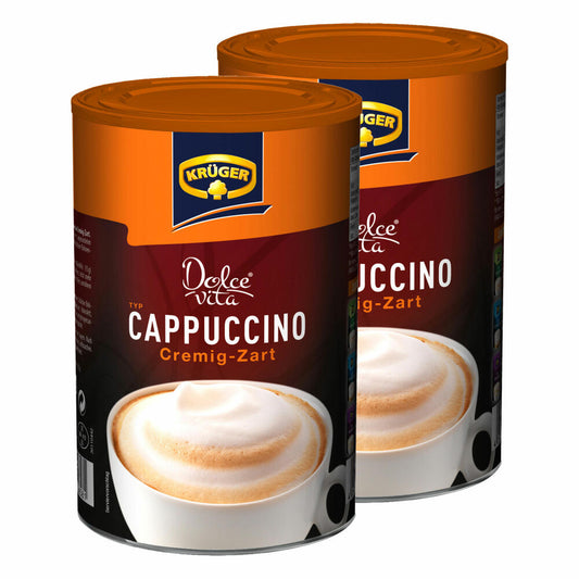 Krüger Dolce Vita Cappuccino, Creamy-Tender, Milk Coffee, Milk Coffee from Instant Bean Coffee, 400 g