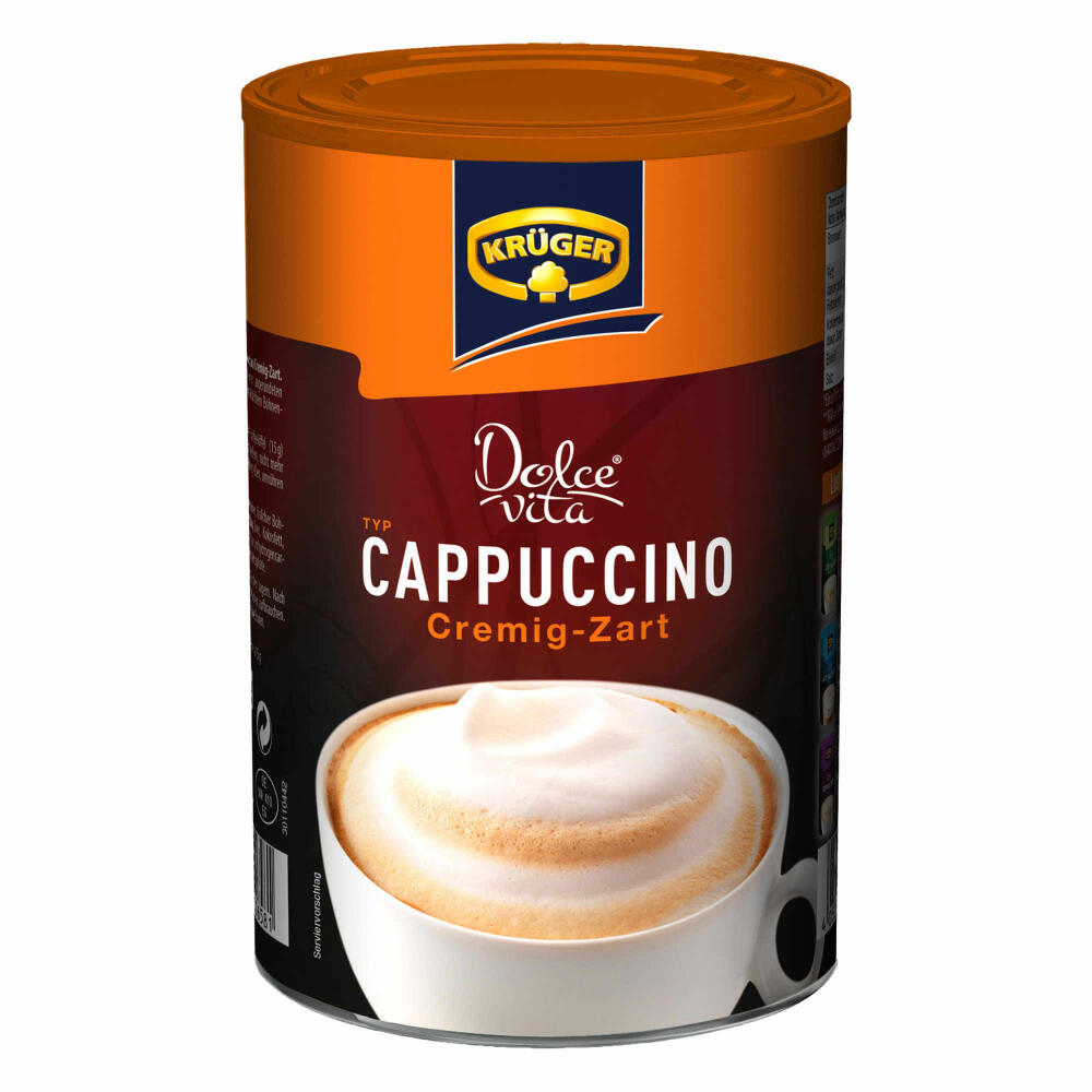 Krüger Dolce Vita Cappuccino, Creamy-Tender, Milk Coffee, Milk Coffee from Instant Bean Coffee, 600 g